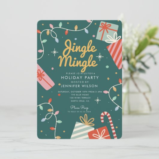 Invitation Fête Jingle Mingle Noël Light Candy (Debout devant)
