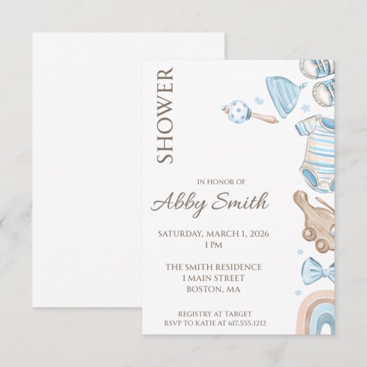 Invitation Fête Jouet de Garçon (Devant / Derrière)