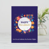 Invitation Fête joyeuse de Hanoucca Vacances juives Chandelie (Debout devant)