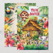 Invitation Fête Jungle Bébé (Devant / Derrière)