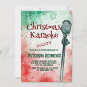 Invitation Fête karaoké de Noël rouge et vert du microphone (Devant)