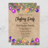 Invitation Fête Kraft Festive Noël Wreath Diner Party (Devant / Derrière)