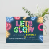 Invitation Fête laser d'anniversaire de néon fou (Debout devant)