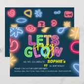 Invitation Fête laser d'anniversaire de néon fou (Devant / Derrière)