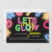 Invitation Fête laser d'anniversaire de néon fou (Devant)