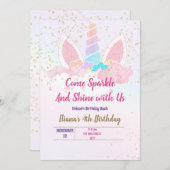 Invitation Fête Licorne (Devant / Derrière)