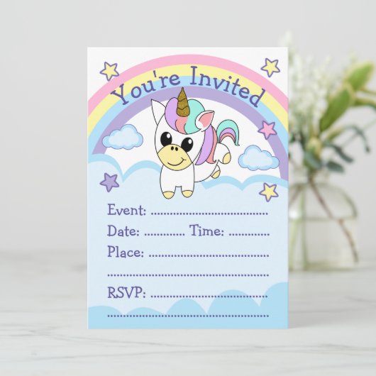 Invitation Fête Licorne (Debout devant)