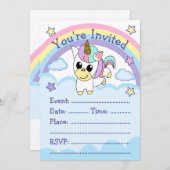 Invitation Fête Licorne (Devant / Derrière)