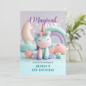 Invitation Fête Licorne Fantaisiste (Debout devant)