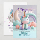 Invitation Fête Licorne Fantaisiste (Devant / Derrière)