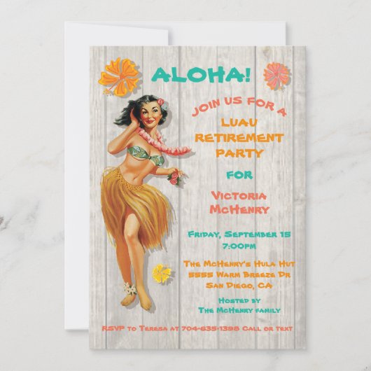 Invitation Fête Luau Hawaïenne (Devant)