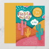 Invitation Fête lumineuse de la Fiesta. Tacos de cactus et te (Devant / Derrière)