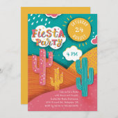 Invitation Fête lumineuse Fiesta. Tacos de cactus et tequila (Devant / Derrière)