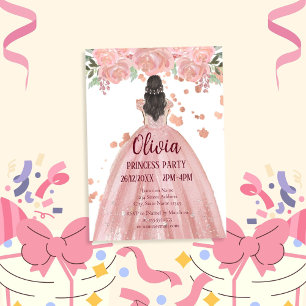 Invitation Fête Magique Élégante de Princesse Rose Pâle
