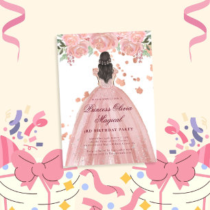 Invitation Fête Magique Élégante de Princesse Rose Pâle