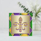 Invitation Fête Mardi Gras Fleur De Lis (Debout devant)