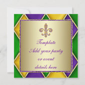 Invitation Fête Mardi Gras Fleur De Lis (Dos)