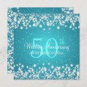 Invitation Fête mariage Anniversaire Hiver Étincelle Bleu (Devant / Derrière)