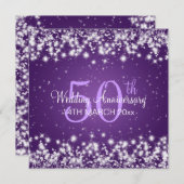 Invitation Fête mariage Anniversaire Hiver Étincelle Violet (Devant / Derrière)