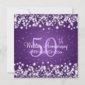 Invitation Fête mariage Anniversaire Hiver Étincelle Violet (Devant)