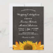 Invitation Fête Mariage Rustique de l'érable tournesol Feuill (Devant)