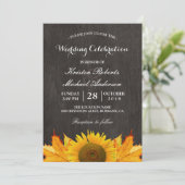 Invitation Fête Mariage Rustique de l'érable tournesol Feuill (Debout devant)