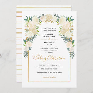 Invitation Fête mariage tendance White Floral Peonies