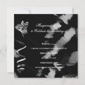 Invitation Fête Mascarade Anniversaire Noir Argent Rose (Dos)