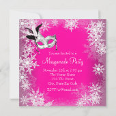 Invitation Fête Mascarade de Fléau de neige rose (Dos)