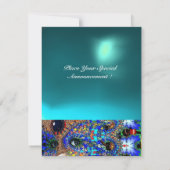 Invitation Fête Mascarade Mardi Gras EPHÉMERAL, Bleu, Masque (Dos)