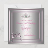 Invitation Fête Mascarade noire rose argent (Dos)