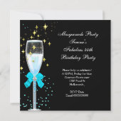 Invitation Fête Mascarade Turquoise Or Noir Fabuleuse (Dos)