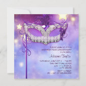 Invitation Fête masquée bleu sarcelle rose violet (Dos)