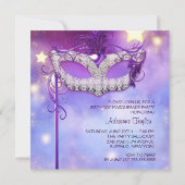 Invitation Fête masquée bleu sarcelle rose violet (Dos)