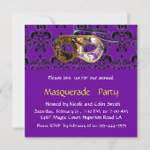 Invitation FÊTE MASQUÉE DAMASK violet bleu (Dos)