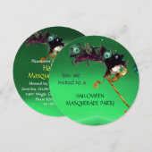 Invitation FÊTE MASQUÉE ÉMERAUDE, Vert Orange (Devant / Derrière)