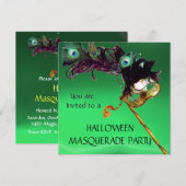 Invitation FÊTE MASQUÉE ÉMERAUDE, Vert Orange (Devant / Derrière)