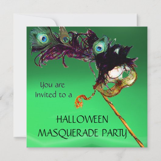 Invitation FÊTE MASQUÉE ÉMERAUDE, Vert Orange (Devant)