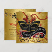 Invitation Fête masquée Fancy Black Gold (Devant / Derrière)