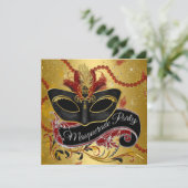 Invitation Fête masquée Fancy Black Gold (Debout devant)