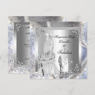 Invitation Fête Masquée Incroyable 50 Anniversaire Argent