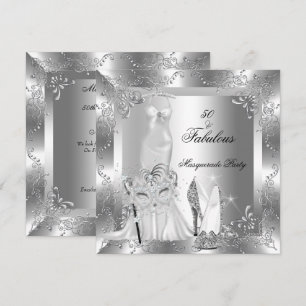 Invitation Fête Masquée Incroyable 50 Anniversaire Argent 2