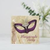 Invitation Fête masquée Ivory Burgundy (Debout devant)