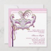 Invitation Fête masquée perle rose et or (Dos)