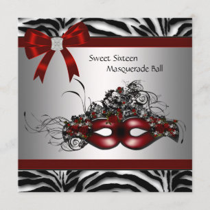 Invitation Fête masquée Red Zebra