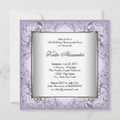 Invitation Fête Masquée Sweet 16 Argent Violet (Dos)