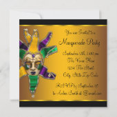 Invitation Fête masquée verte, violette et dorée (Dos)