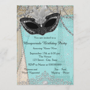 Invitation Fête masquée vintage Paris
