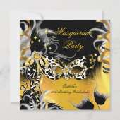 Invitation Fête Masquerade Anniversaire Masque Wild Mask Blac (Devant)