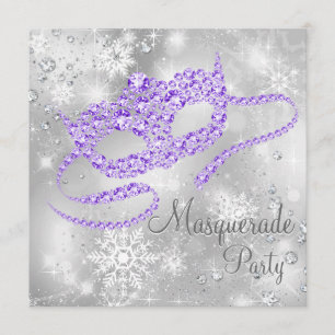 Invitation Fête Masquerade des Fléaux de neige violets